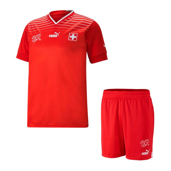 Camiseta Suiza Replica Primera Ropa Niño 2022 Rojo